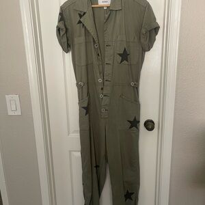 Pistola Olive Jumpsuit with Black Star Accents
